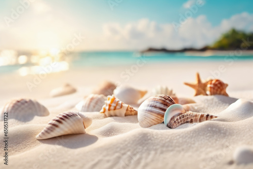 Summer's Bounty: Seashells on an Aqua Island Beach