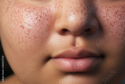 Woman face with symptoms of skin Infection 