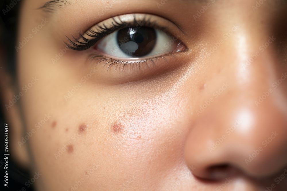 Fototapeta premium Woman face with symptoms of skin Infection