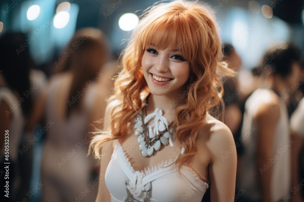 Smiling Female Anime Cosplayer at Comic Convention