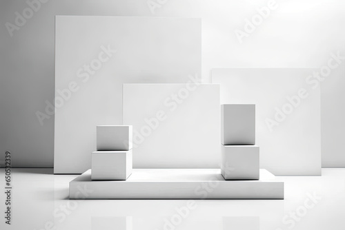 Display Mockup Podium of A white marble arch with a stone arch in the center