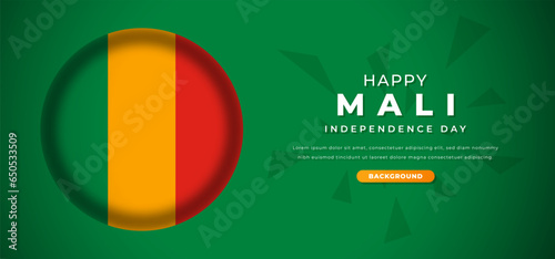 Happy Mali Independence Day Design Paper Cut Shapes Background Illustration for Poster, Banner, Advertising, Greeting Card