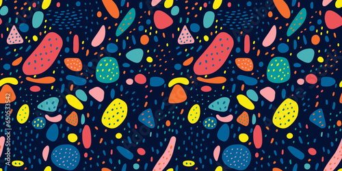 Abstract seamless pattern stroke for kids in Memphis style. Geometric hand drawn print, textile, wallpaper.