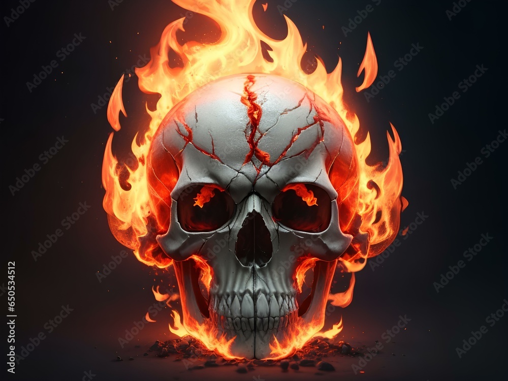 skull heads and burning fire, created by ai generated skull heads and burning fire, created by ai generated