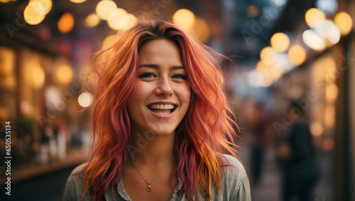 smiling girl with multi colored hair © Amir Bajric