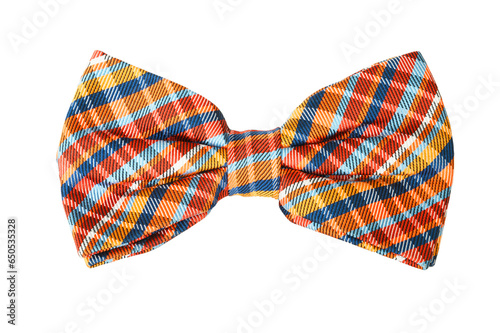 Plaid party bow tie isolated on white background.