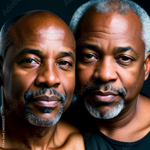 Romantic same gender middle aged black male relationship part of the LGBT community. Generative AI