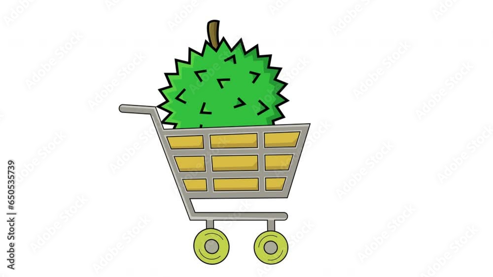 animated video of a trolley carrying durian fruit