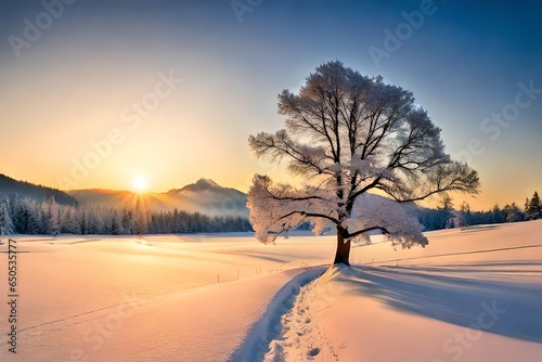 sunset in the snow © Aoun