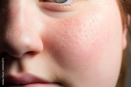 Woman face with symptoms of skin Infection
