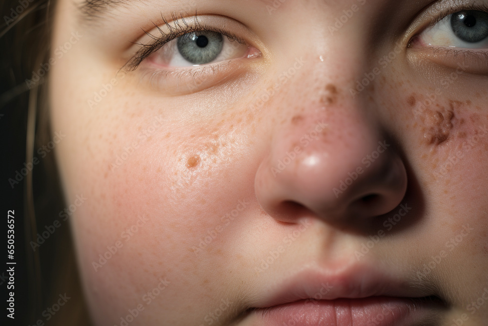 Woman face with symptoms of skin Infection
Woman face with symptoms of skin Infection