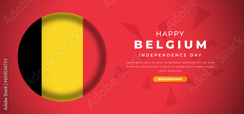 Happy Belgium Independence Day Design Paper Cut Shapes Background Illustration for Poster, Banner, Advertising, Greeting Card