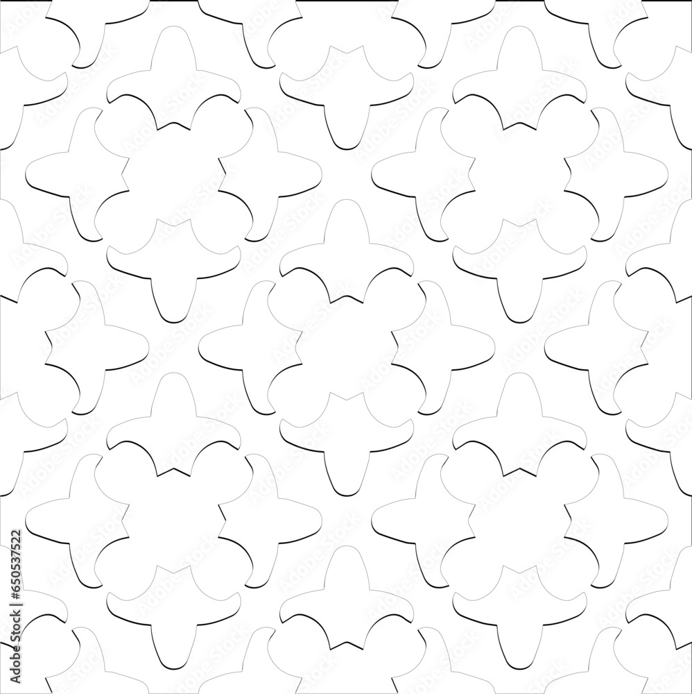 Abstract background with figures from lines. Black and white texture for web page, textures, card, poster, fabric, textile. Monochrome pattern. Repeating design. Abstract background with figures from lines. Black and white texture for web page, textures, card, poster, fabric, textile. Monochrome pattern. Repeating design.