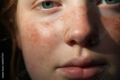 Woman face with symptoms of skin Infection 