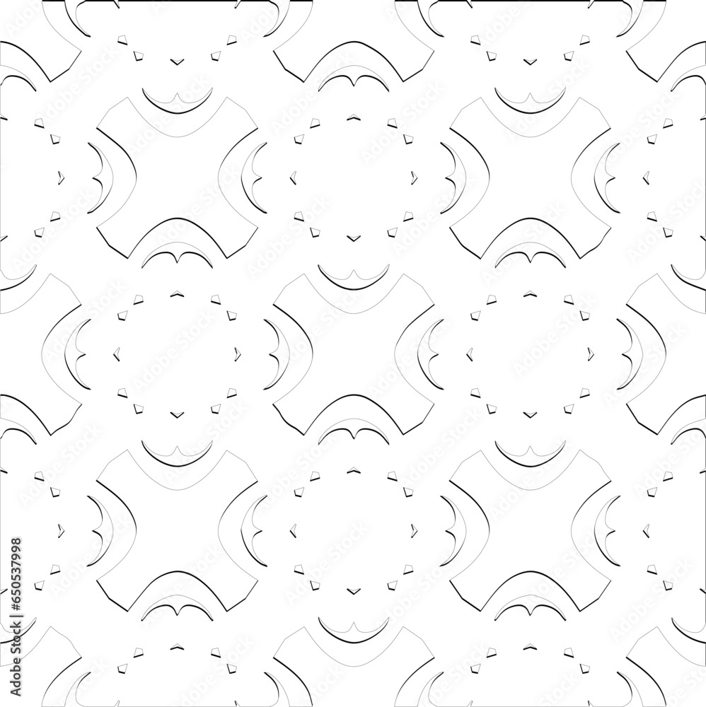Abstract background with figures from lines. Black and white texture for web page, textures, card, poster, fabric, textile. Monochrome pattern. Repeating design. Abstract background with figures from lines. Black and white texture for web page, textures, card, poster, fabric, textile. Monochrome pattern. Repeating design.