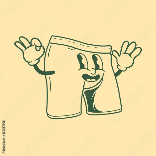 Vintage character design of boxer briefs