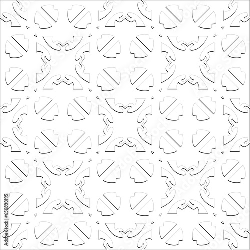  Abstract background with figures from lines. Black and white texture for web page, textures, card, poster, fabric, textile. Monochrome pattern. Repeating design.