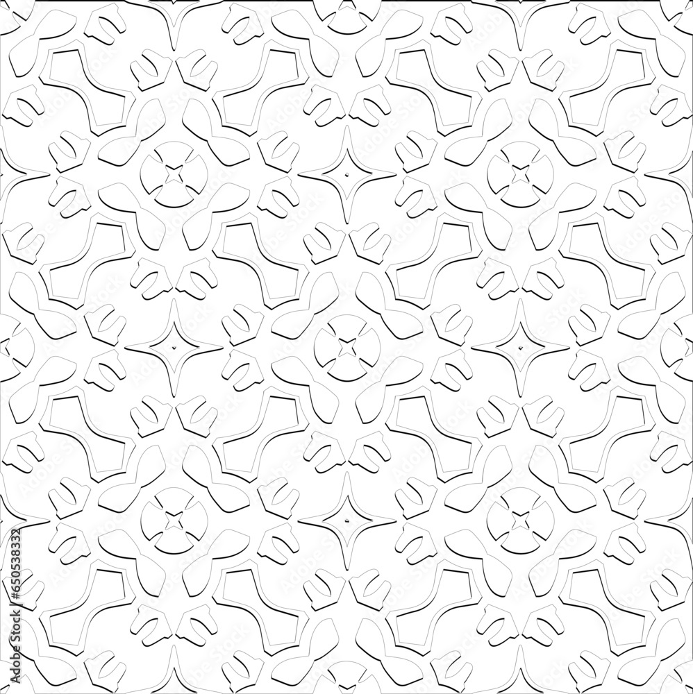 Abstract background with figures from lines. Black and white texture for web page, textures, card, poster, fabric, textile. Monochrome pattern. Repeating design. Abstract background with figures from lines. Black and white texture for web page, textures, card, poster, fabric, textile. Monochrome pattern. Repeating design.