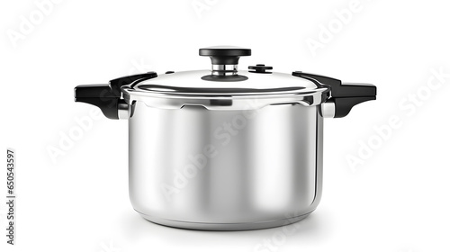 stainless steel pressure cooker isolated on white background