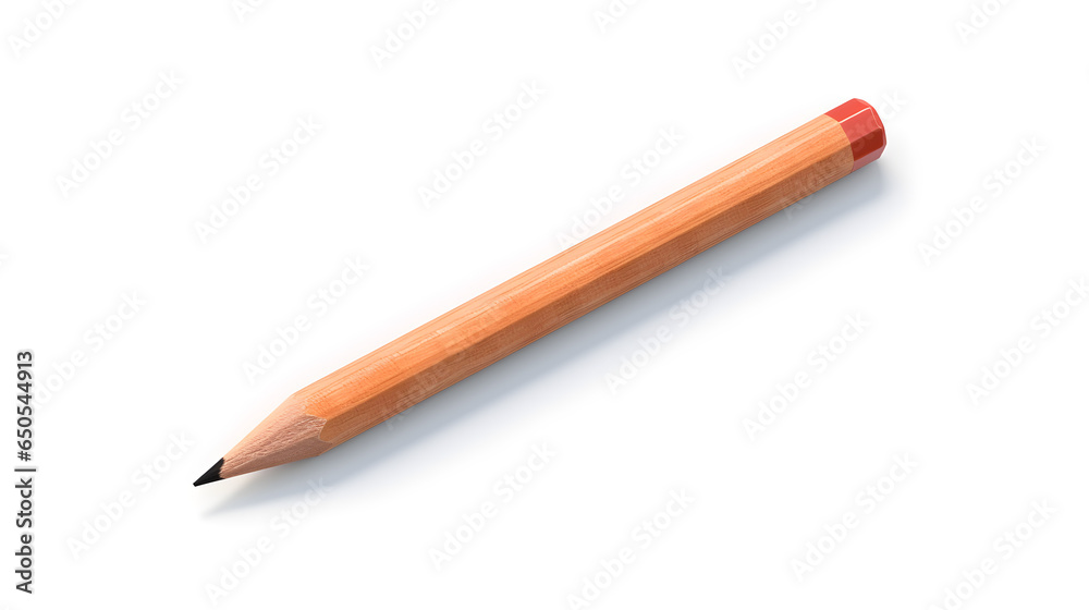 a wood pencil isolated on white background. flat lay a wood pencil isolated on white background. flat lay