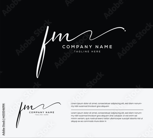 FM fm initial letter handwriting and signature logo