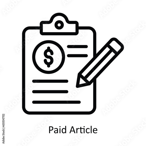 Paid Article vector  outline icon illustration. EPS 10 File.