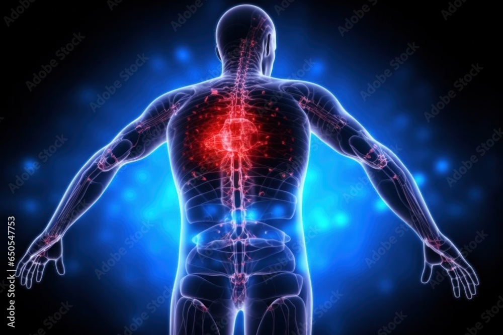 3d medical illustration of inflamed organs in human body. Medical and science concept x ray and