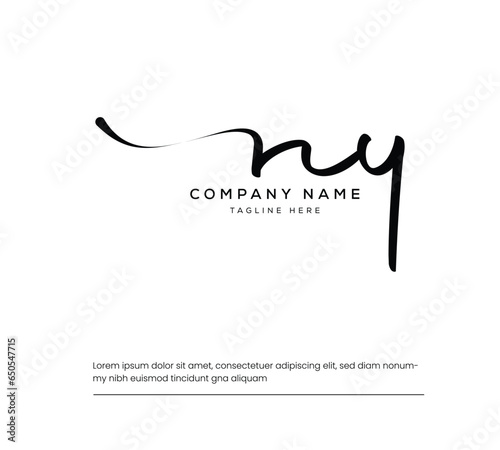 N Y NY initial letter handwriting and signature logo
