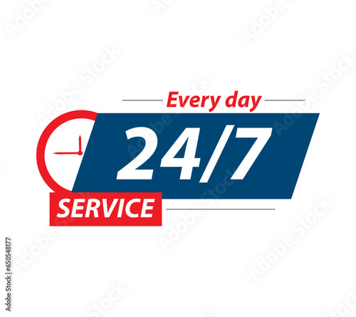 24 hours 7 days service vector