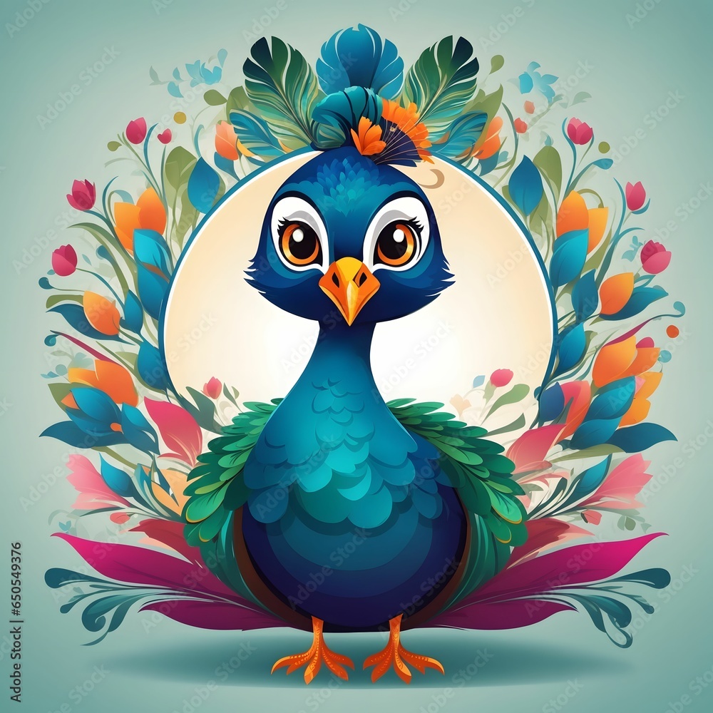 Peacock Illustration AI Generative Peacock Illustration AI Generative