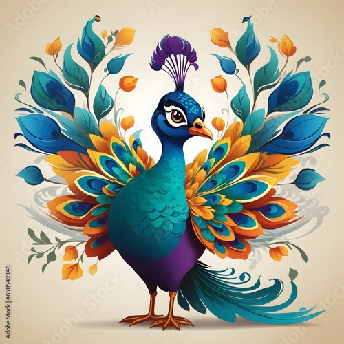 Peacock Illustration AI Generative
