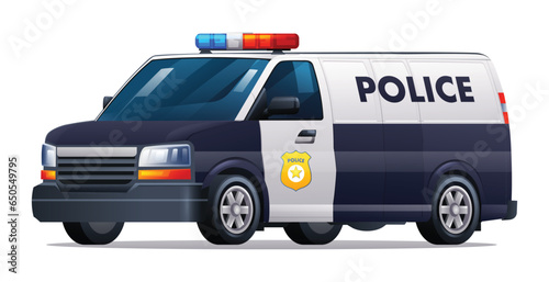 Police car vector illustration. Patrol official vehicle  van car isolated on white background