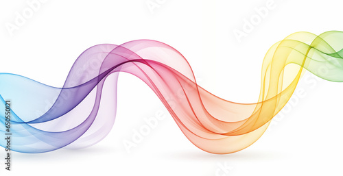 Colorful smooth wave lines rainbow color on a white background. Design element.