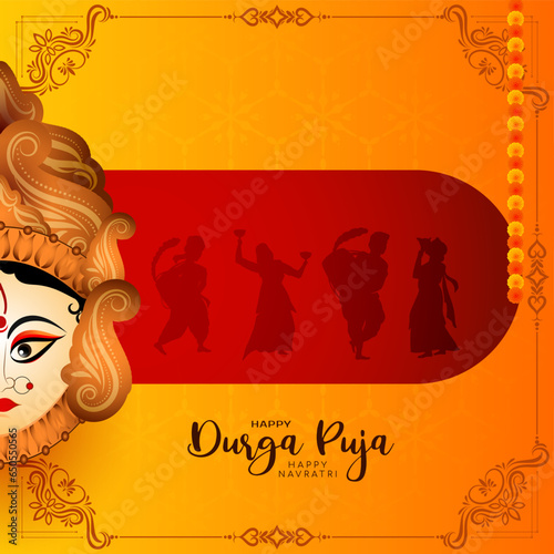 Religious Happy Navratri and Durga puja festival greeting card