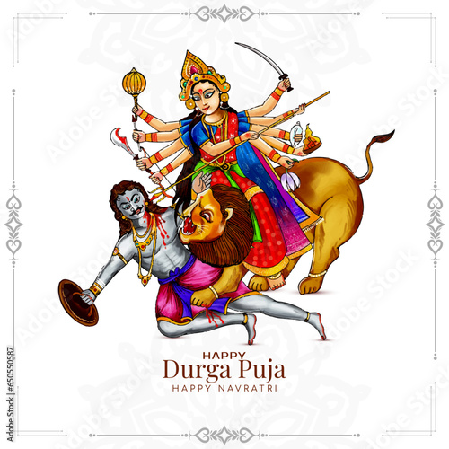 Decorative Happy Navratri and Durga puja festival celebration background