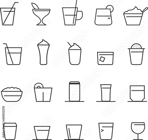 Cocktails, drinks glasses vector icons set, icon vector illustration