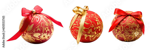 Set of Christmas ornament baubles isolated on transparent background
