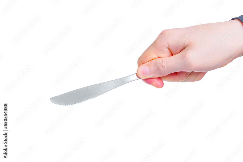 Fototapeta premium Table Knife in Hand Isolated on White