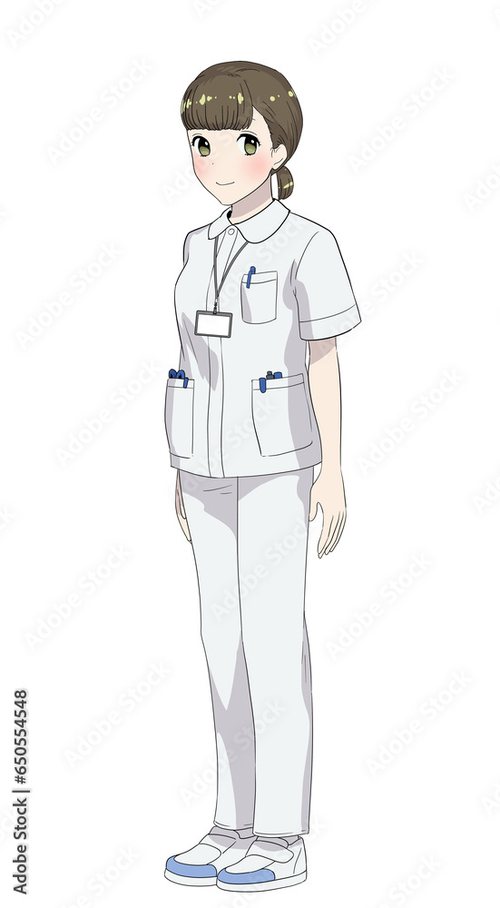 医療系ユニフォーム姿の女性　看護師　介護士