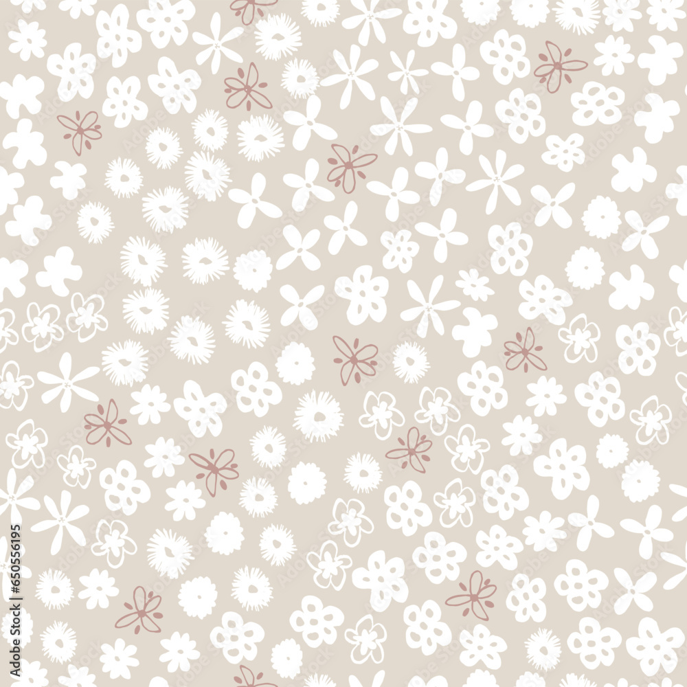 Tiny Flowers, Decorative vector seamless pattern. Repeating background. Tileable wallpaper print.