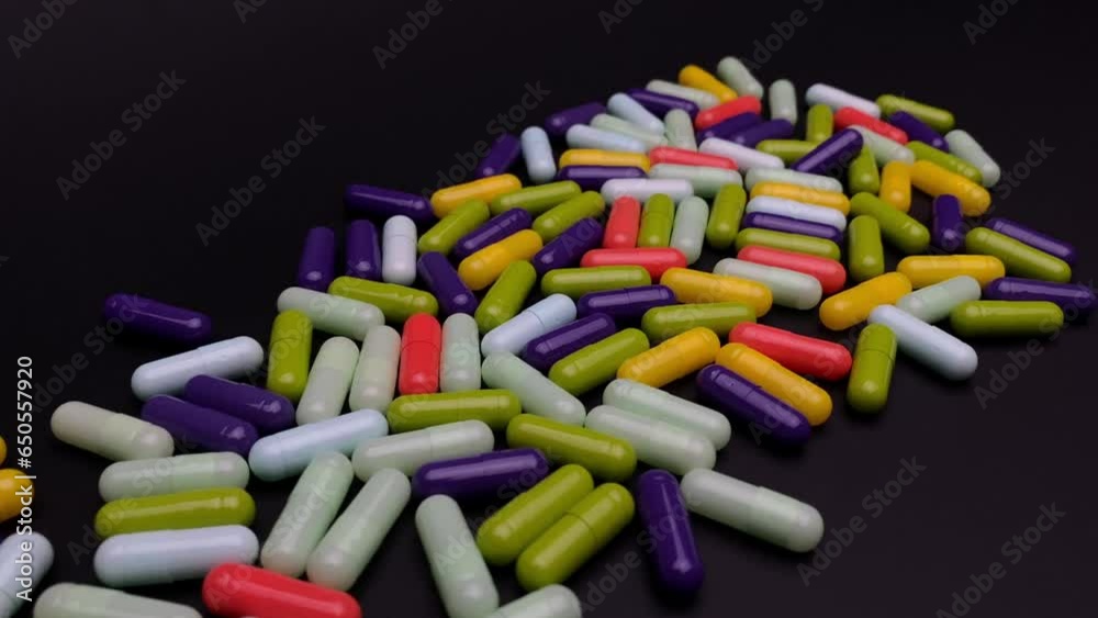 pills on a black background pills on a black background