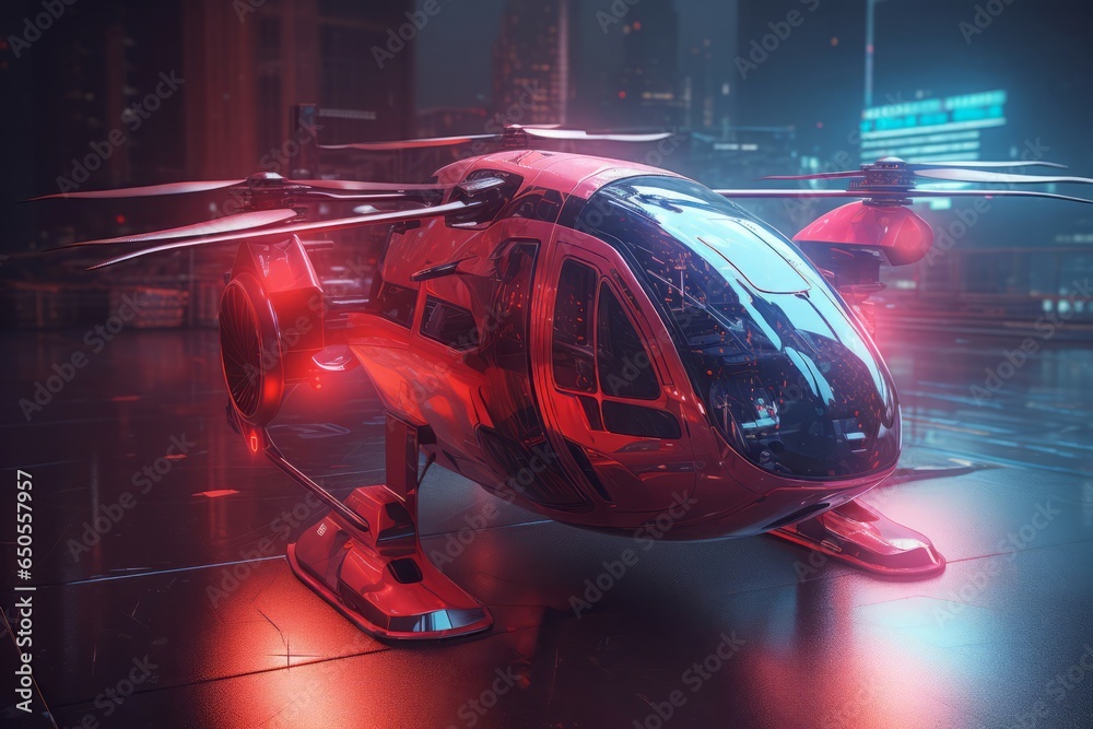 Naklejka premium Future helicopter photo shot. Generate Ai