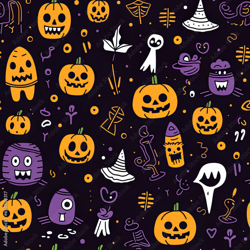 Simple doodle halloween themed pattern
