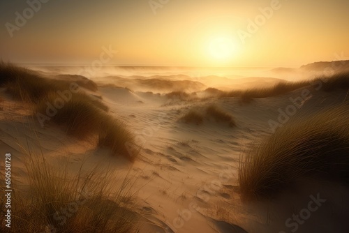 Morning beach sunset. Generate Ai