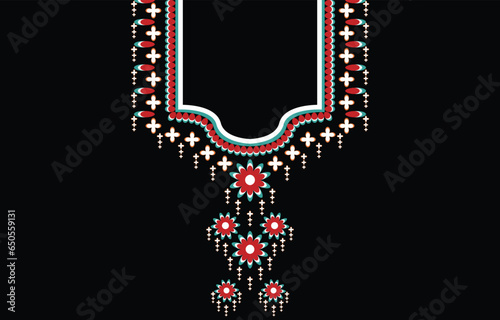 A beautiful embroidery neckline design, Simple line artwork illustration