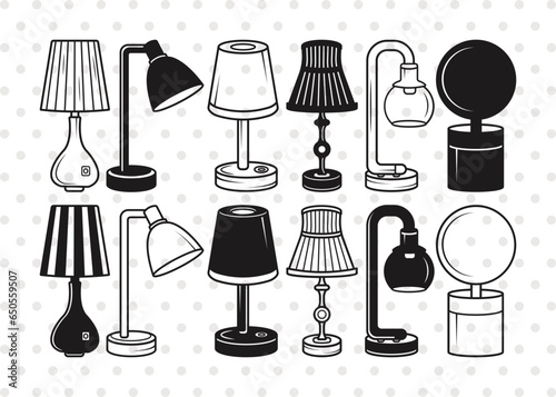 Lamp Silhouette, Lamp SVG, Table Lamp Svg, Desk Lamp Icon Svg, Lamp Cuttable Svg, Desk Lamp Svg, Lamp Bundle