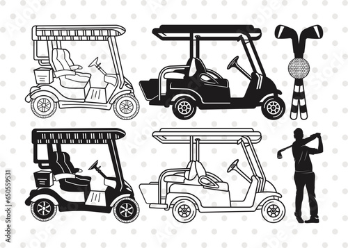 Golf Cart Silhouette, Golf Cart SVG, Golf Cart Player Svg, Golfing Svg, Golf Stick Svg, Golf Svg, Golf Cart Bundle