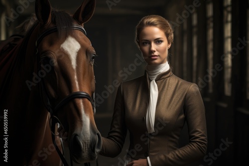 Equestrian in Jockey Suit with Trusty Horse