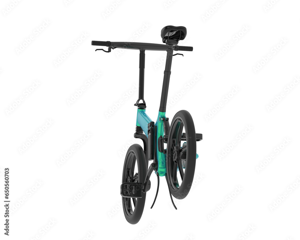 Folding electric bike isolated on transparent background. 3d rendering - illustration