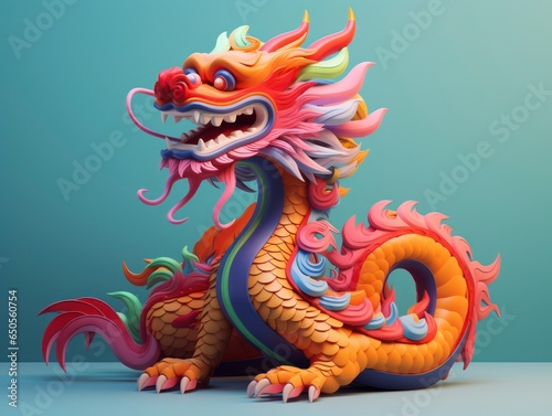 3d style Chinese dragon bright colors composition © shooreeq